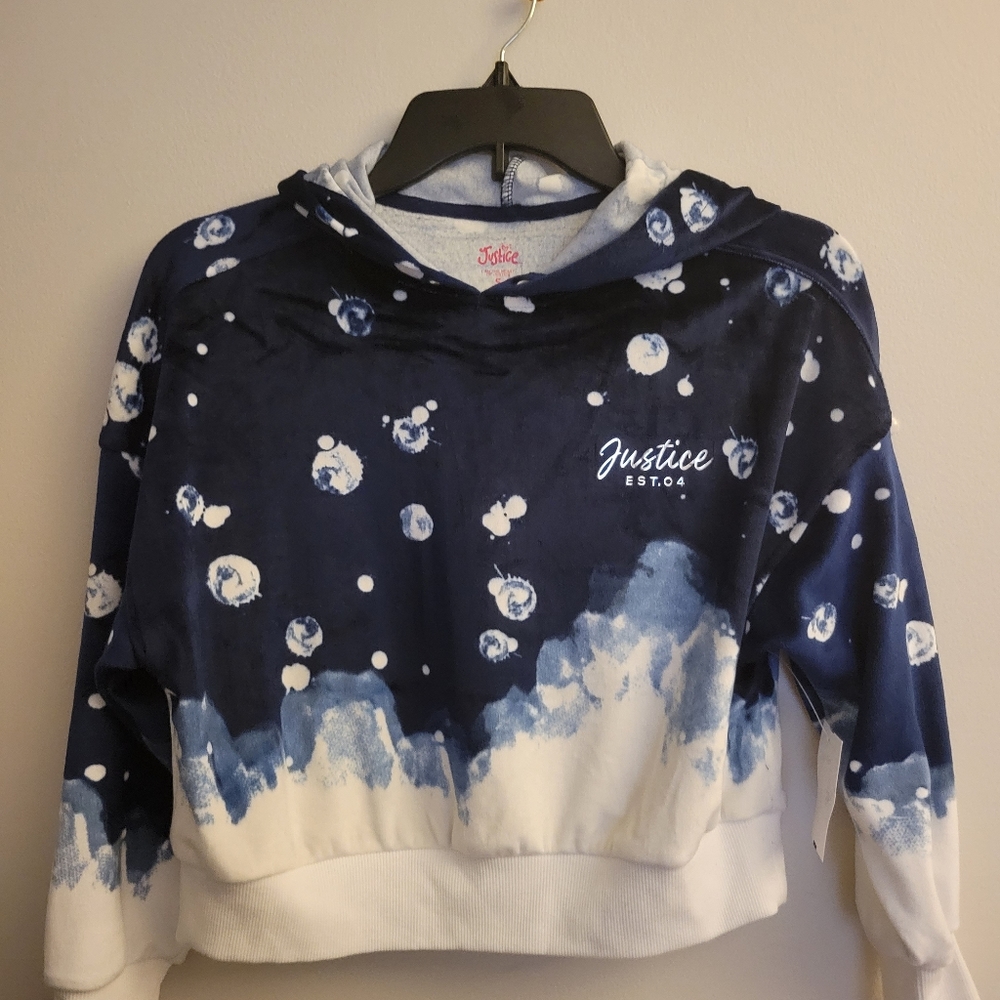 Justice Girls Velour Hoodie -Navy Size S (7/8) New with tags